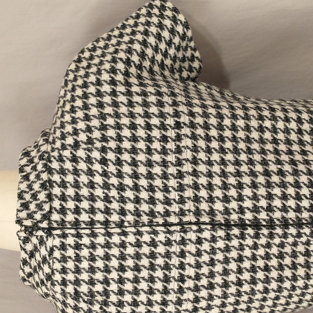 Vintage 60s Wool Dress Houndstooth Check Black & White Classy Midi SeeMeasure - Picture 5 of 16